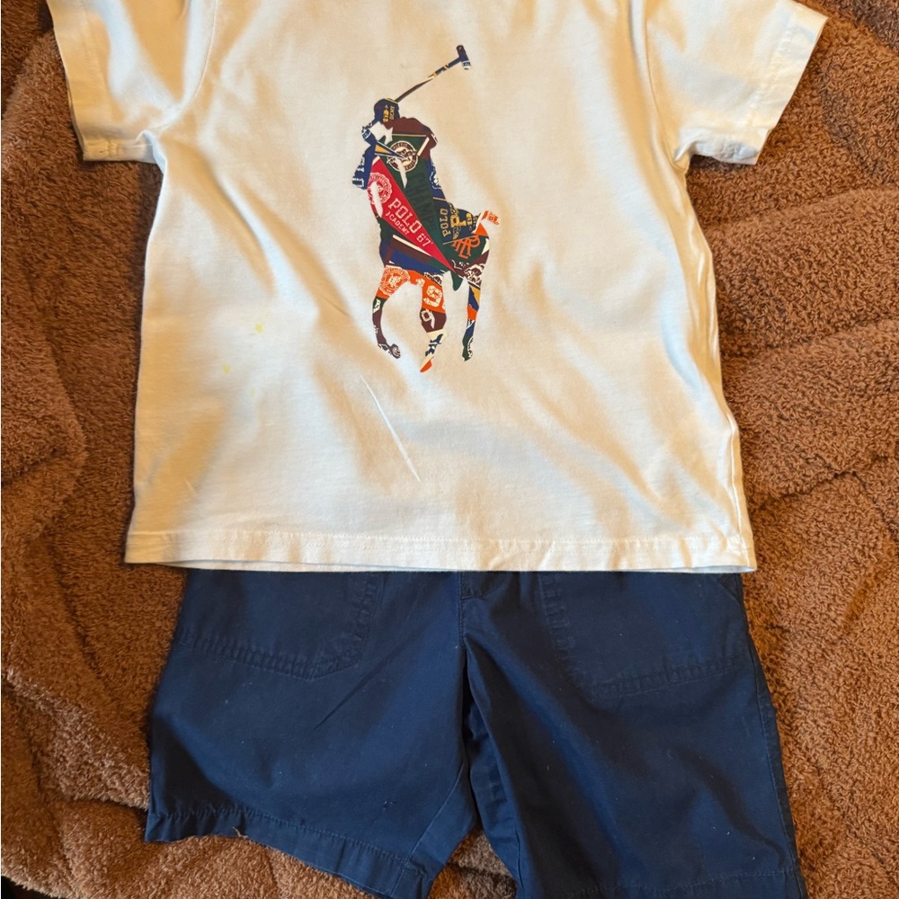 Polo by Ralph Lauren White Tee and Navy Shorts Set